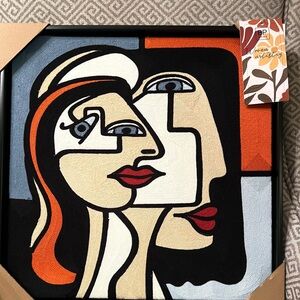 BP Home Woven Artistry Abstract Modern Faces  NEW - Cubist Style Art. 16.5"
